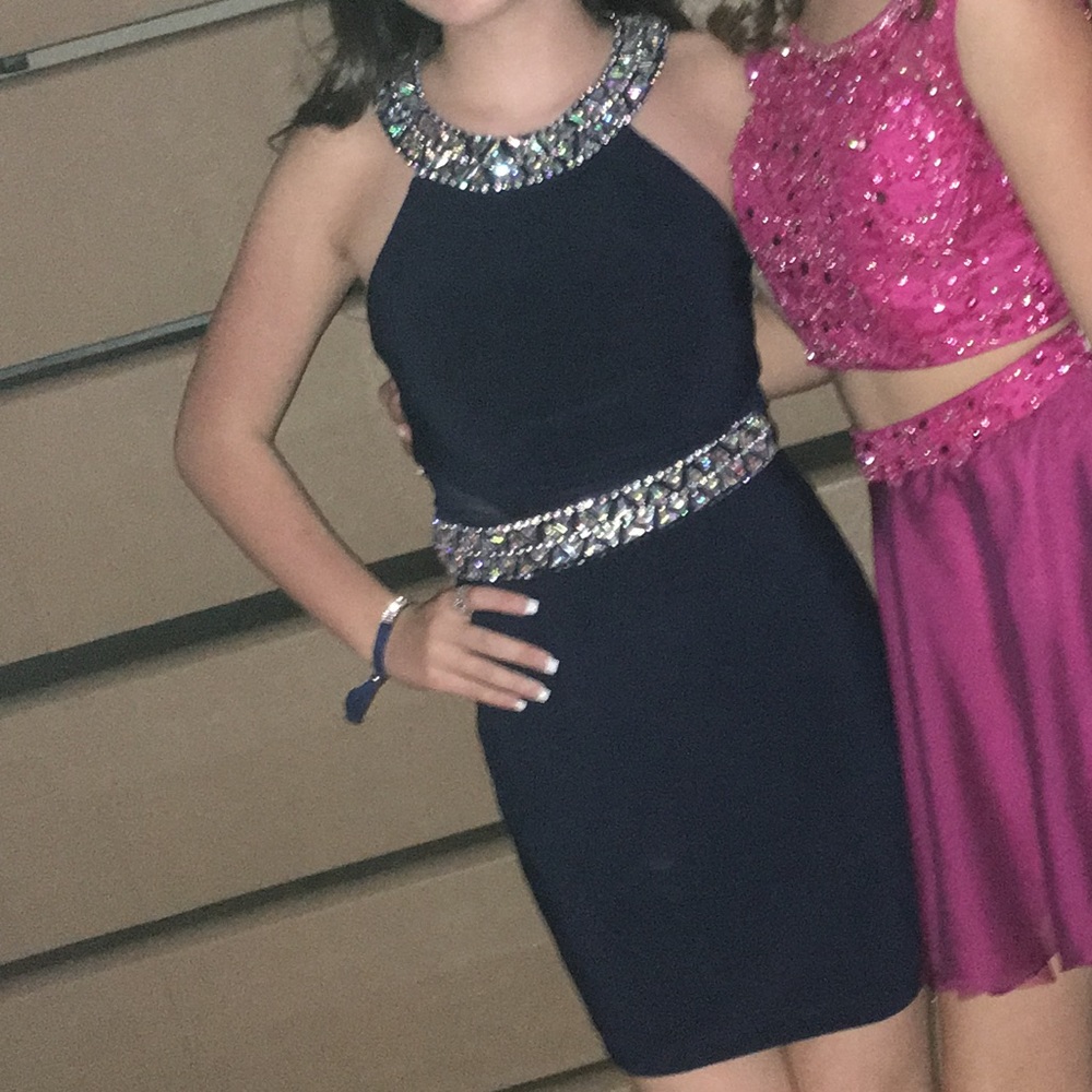 Blue two piece homecoming dress